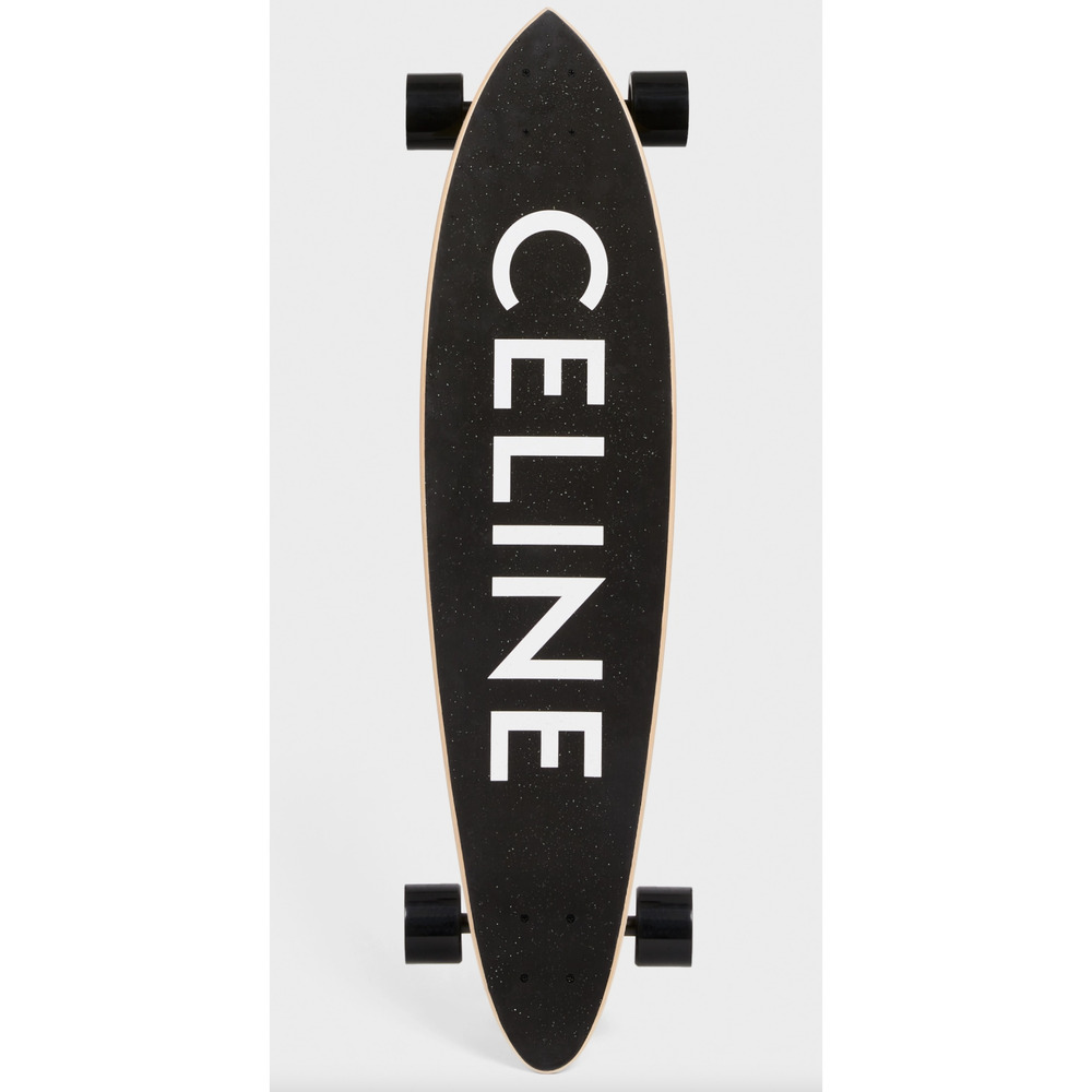 Celine Black White Logo Print Wood Longboard Long Board Skateboard Deck RARE